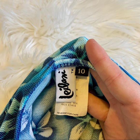 VTG 90’s Tropical Blue High Cut One Piece Swimsuit - Picture 5 of 7